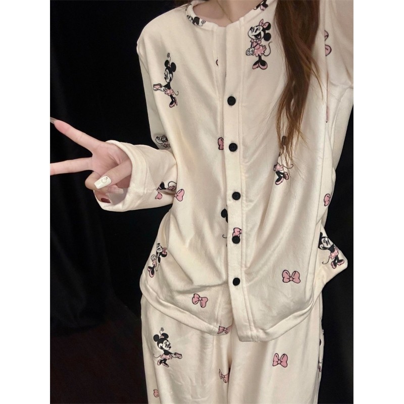 韩版可爱少女卡通米奇印花保暖德绒睡衣女秋冬季可外穿家居服套装,女士内衣/男士内衣/家居服,睡衣/家居服套装,淘宝优惠券,粉丝福利购,淘宝优惠卷