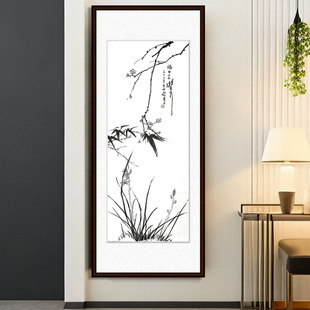 水墨竹子 纯手绘国画 山水画条幅 仿潘天寿挂画 客厅玄关名家字画