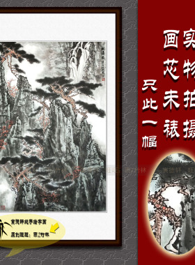 手绘山水画仿白雪石松瀑条幅国画