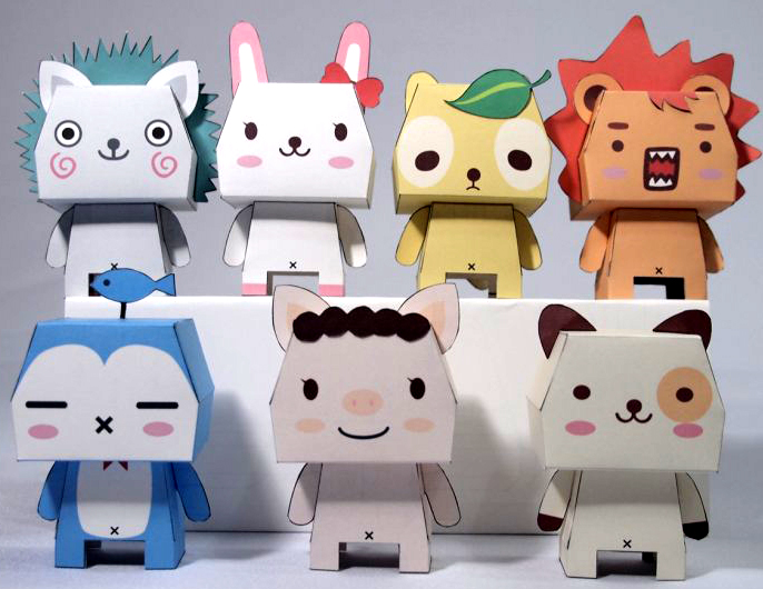 宅漫社3D手工纸模型小动物pigdog卡通动漫纸盒人