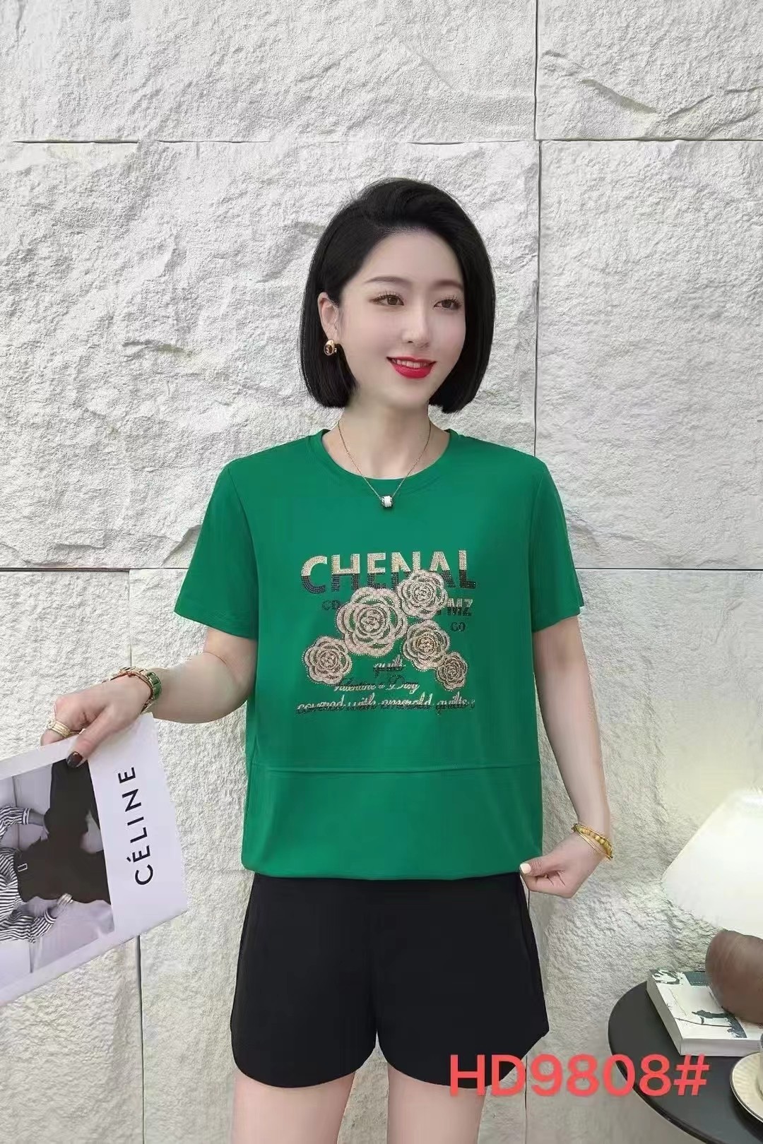 妈妈装夏季新款时尚圆领短袖宽松显瘦减龄洋气百搭印花T恤上衣女
