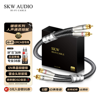 高端發燒單晶銅鍍銀6N雙蓮花頭音頻線二對二紅白CD功放信號線 SKW