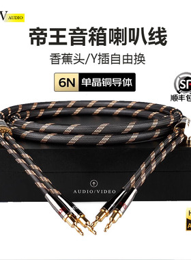 SKW单晶铜6N发烧专业喇叭线香蕉头Y插hifi功放音响主副音箱连接线