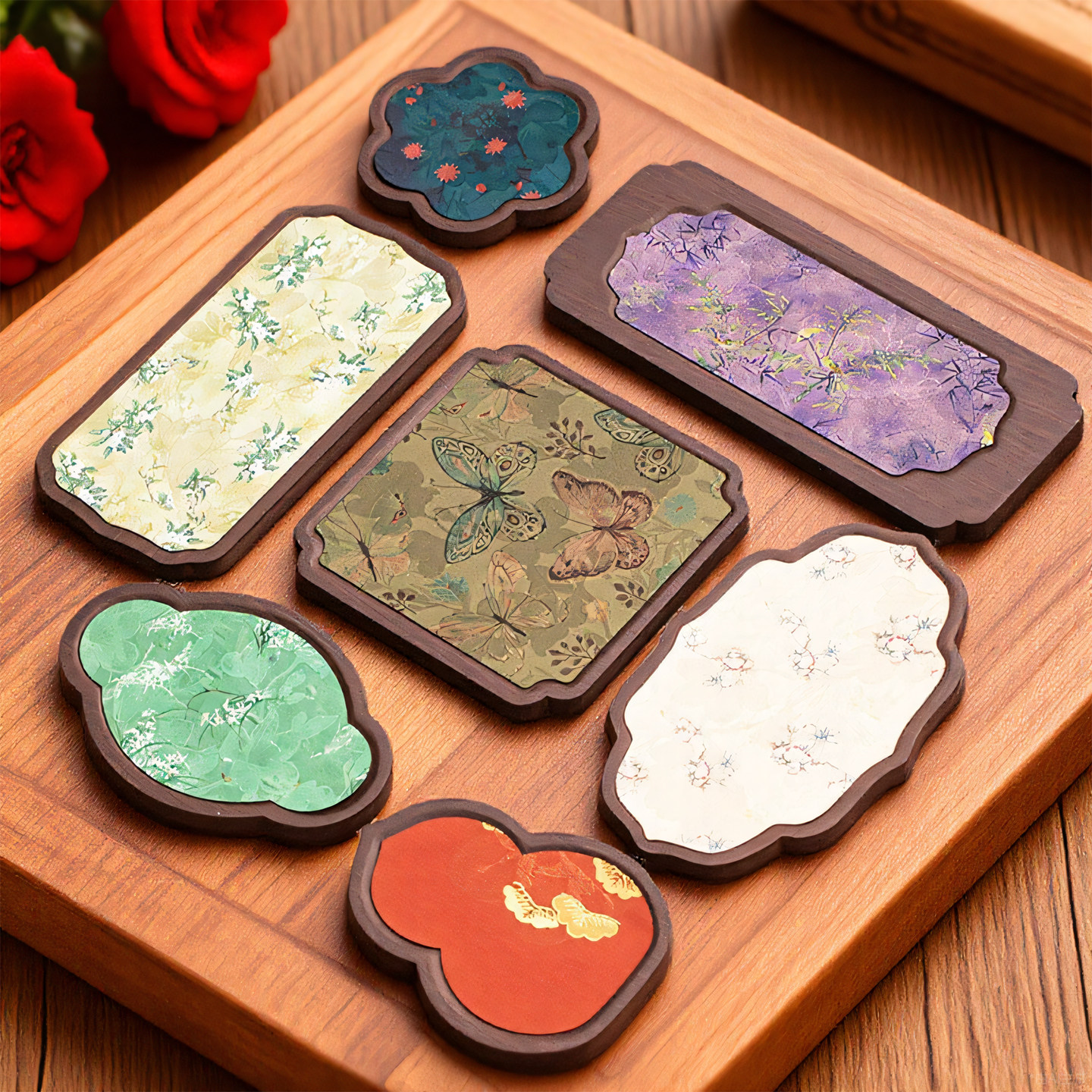 复古胡桃木色壶承茶席垫套装干泡台茶盘茶壶托盘茶具收纳盘小茶托,餐饮具,茶托,淘宝优惠券,粉丝福利购,淘宝优惠卷