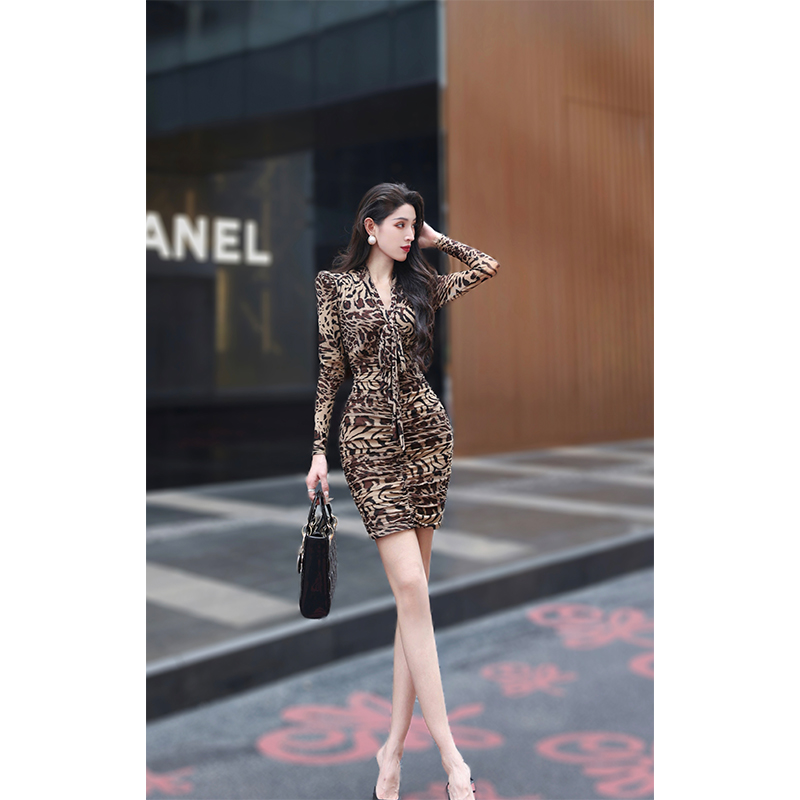 【尤克菲儿】小众设计高定网纱印花短裙气质优雅高贵显瘦连衣裙