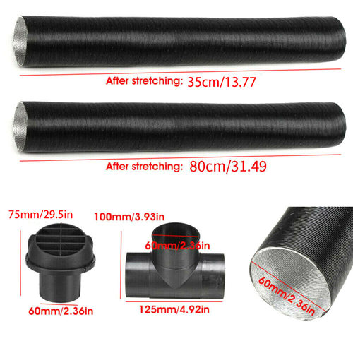 60mm汽车加热器管风管T件暖风口通风软管夹套用于驻车加热器暖风