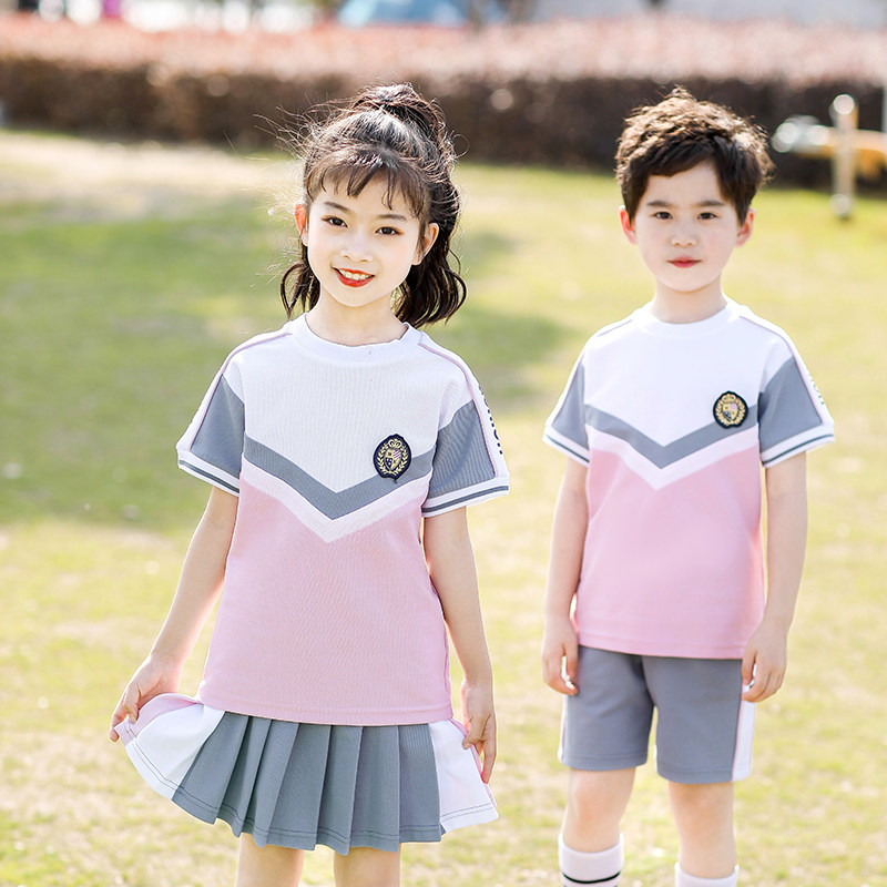 夏装园服幼儿园短袖儿童班服六一演出服运动校服套装小学生学院风