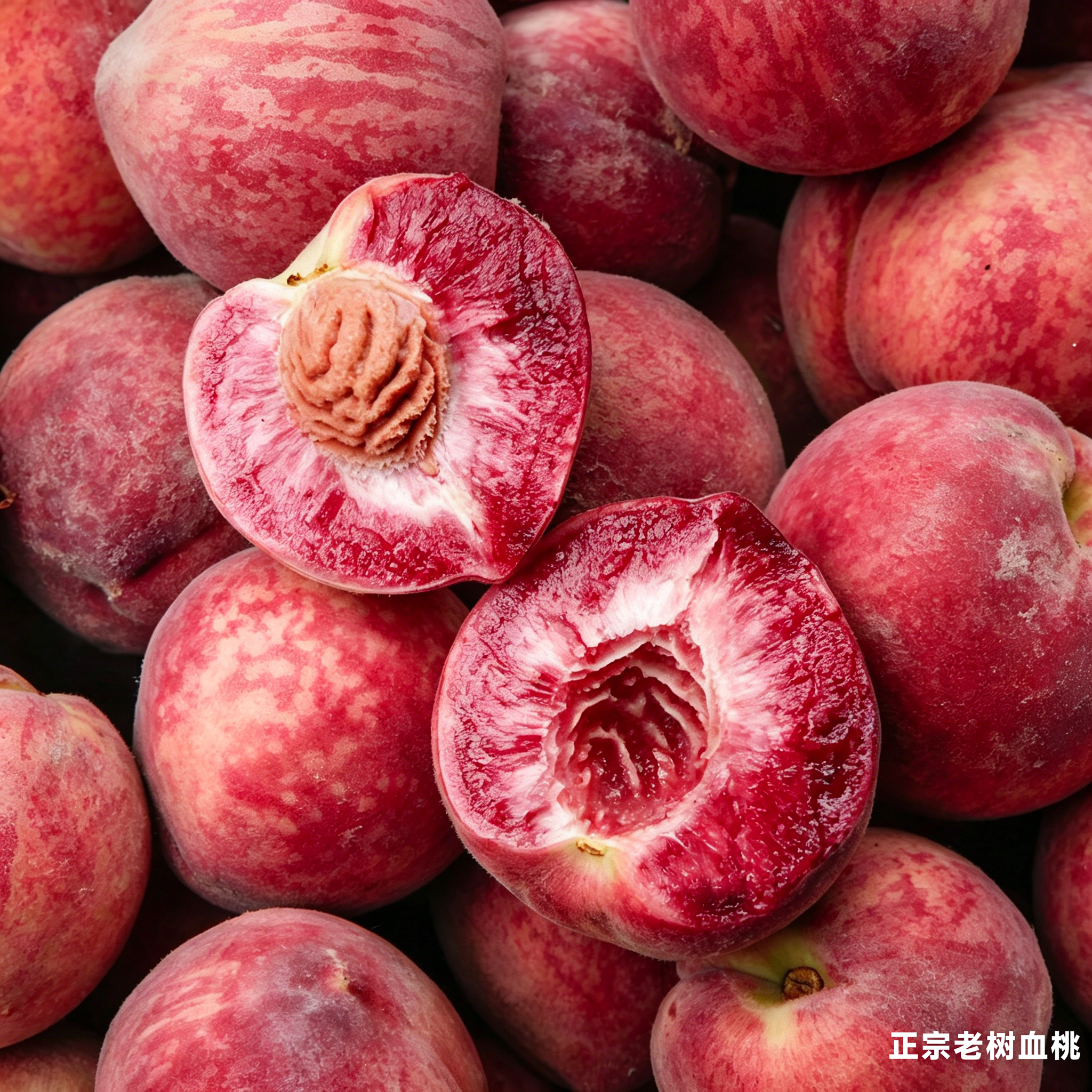 新鲜血桃5斤现货朱砂红桃子胭脂红水果应季整箱红心水蜜桃红肉10