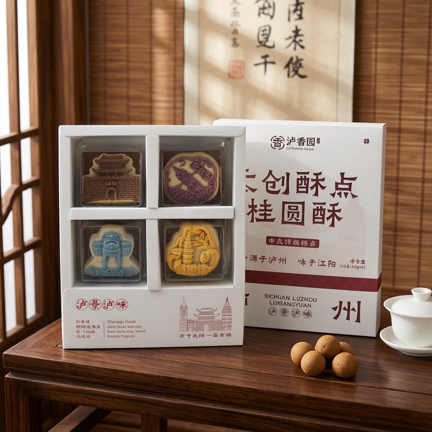 泸香园泸州文创桂圆酥礼盒装4个装创意酥皮点心送礼礼品糕点