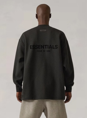 FOG Fear Of God Essentials 22SS下摆宽松植绒LOGO圆领长袖卫衣