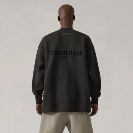 FOG Fear Of God Essentials 22SS下摆宽松植绒LOGO圆领长袖卫衣