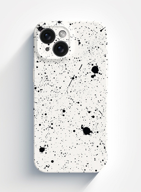 艺术肌理适用于iphone15promax苹果15手机壳14泼墨喷溅墨点白色苹果16新款13/14pro的菲林壳高级感12个性防摔