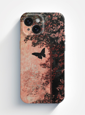 晨曦蝶梦油画手绘意境iPhone16苹果15promax新款14华为p70小米13适用vivox100荣耀200一加12菲林手机壳mate60