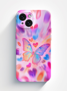 粉色蝴蝶iPhone15苹果16菲林手机壳13promax华为p60/mate50小米14新款nova12适用opporeno11荣耀vivoX90小众