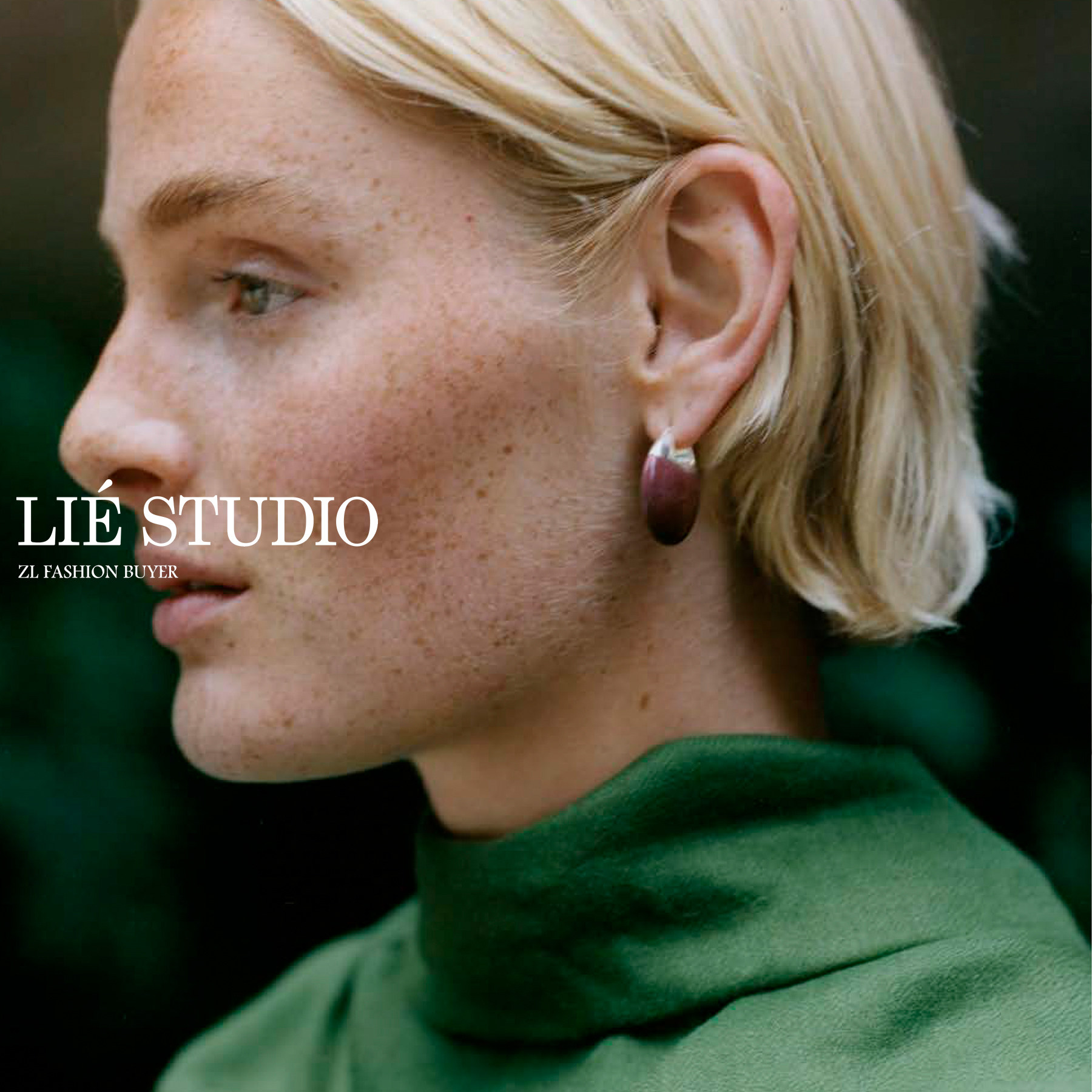 现货Lie Studio圆润雕塑感鹅卵石形天然石丹麦纯银耳环官方授权