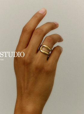 现货Lie Studio线条U形雕塑波纹开口戒指极简风丹麦高级官方授权