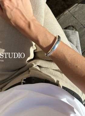 现货Lie Studio宽版弧形亮面素面丹麦简约高级开口手镯官方授权