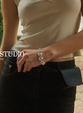 现货26SS新款Lie Studio圆形圆环纹理雕塑极简风高级手链官方授权