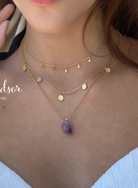 现货LHwindsor温莎贝壳浪花立体纹理串链圆点项链套装叠戴