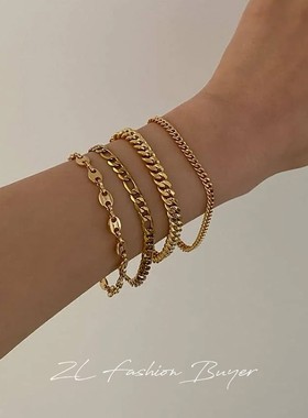 AlixYang女镀金猪鼻子链条手链