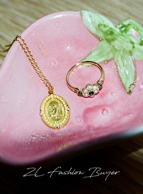 Savi同款椭圆硬币珍珠镶嵌项链