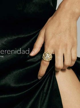 现货La Serenidad菱形网格银球双层磨砂肌理戒指丝巾扣官方授权