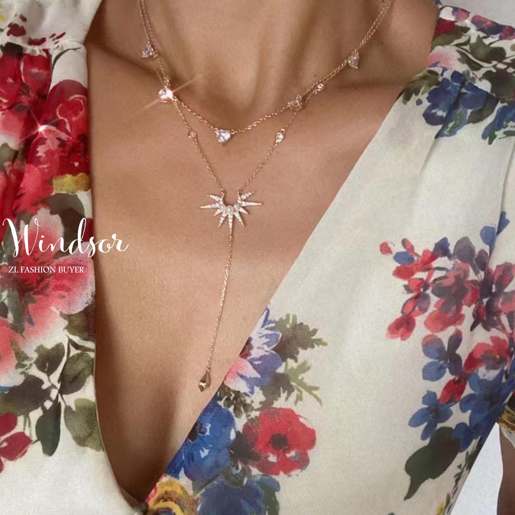 阿Sa同款自由女神Y字型垂感项链