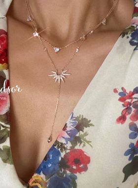阿Sa同款自由女神Y字型垂感项链