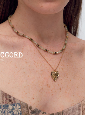 现货26SS新款DACCORD仲夏夜葡萄石串珠爱心浮雕吊坠项链叠戴春夏