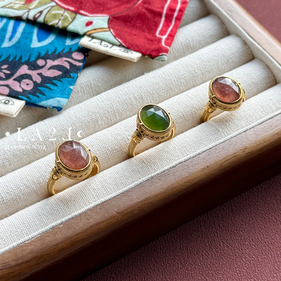 现货LA2L法国纯手工雕刻半宝石镶嵌小号复古精致高级戒指POUR TOI