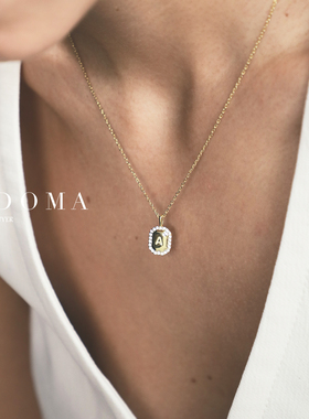 官方授权Fedoma专属定制立体字母雕刻宝石镶嵌吊坠牌高级小众项链