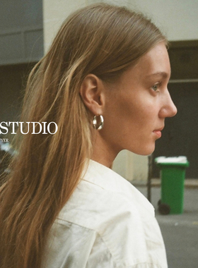 现货Lie Studio丹麦极简风素圈圆环Hoops高级质感耳环官方授权