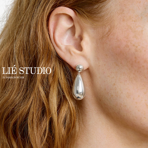 现货新款Lie Studio圆球水滴长款垂感纯银耳坠耳环极简风官方授权