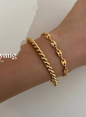 清仓Alix Yang古巴链猪鼻子欧美简约澳洲叠戴手链官方授权