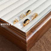 现货Modern Museum黑色锆石透明迷你小圆环高级感耳环耳圈Hoops