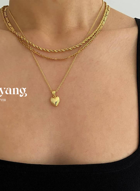 清仓Alix Yang立体迷你心形爱心小众复古简约项链麦颗粒同款