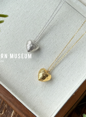 现货Modern Museum多面切割立体心形吊坠长款毛衣叠戴项链高级