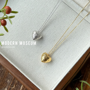 现货Modern 毛衣叠戴项链高级 Museum多面切割立体心形吊坠长款