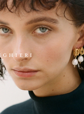 清仓Alighieri不规则线圈天然淡水珍珠英国纯手工耳环礼物