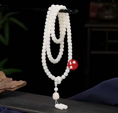 白玉菩提根手串菩提子108颗佛珠男手链桶珠散珠念珠文玩项链女盘