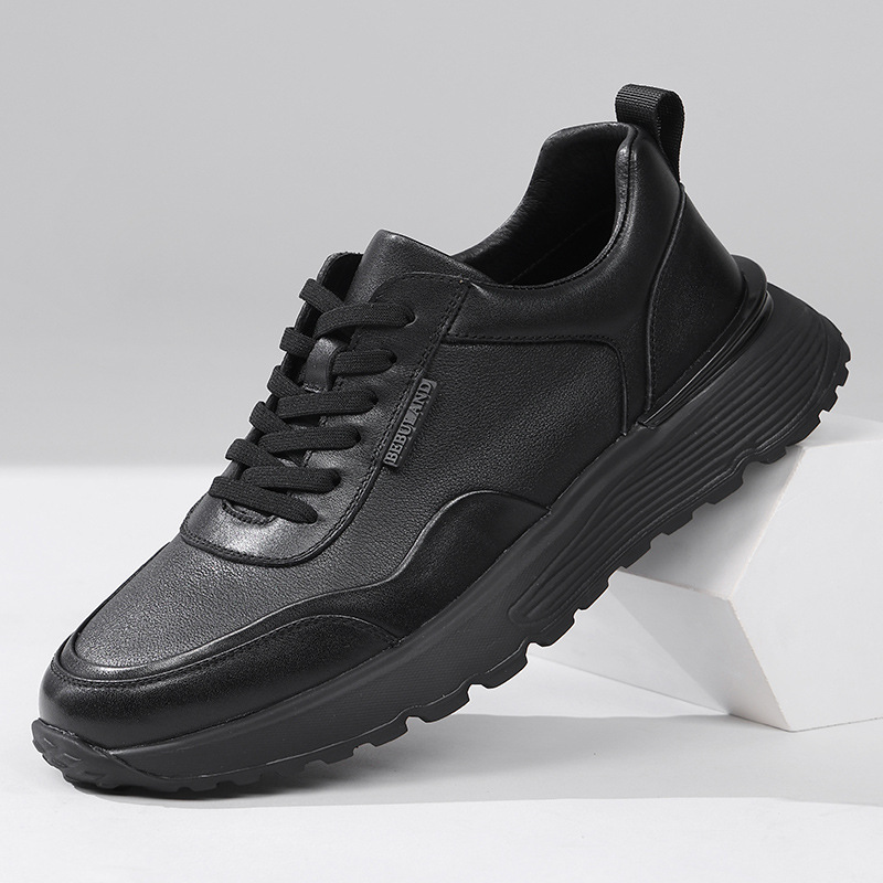 真皮牛皮运动鞋男冬秋新款男士旅游鞋子百搭休闲鞋厚底板鞋1103