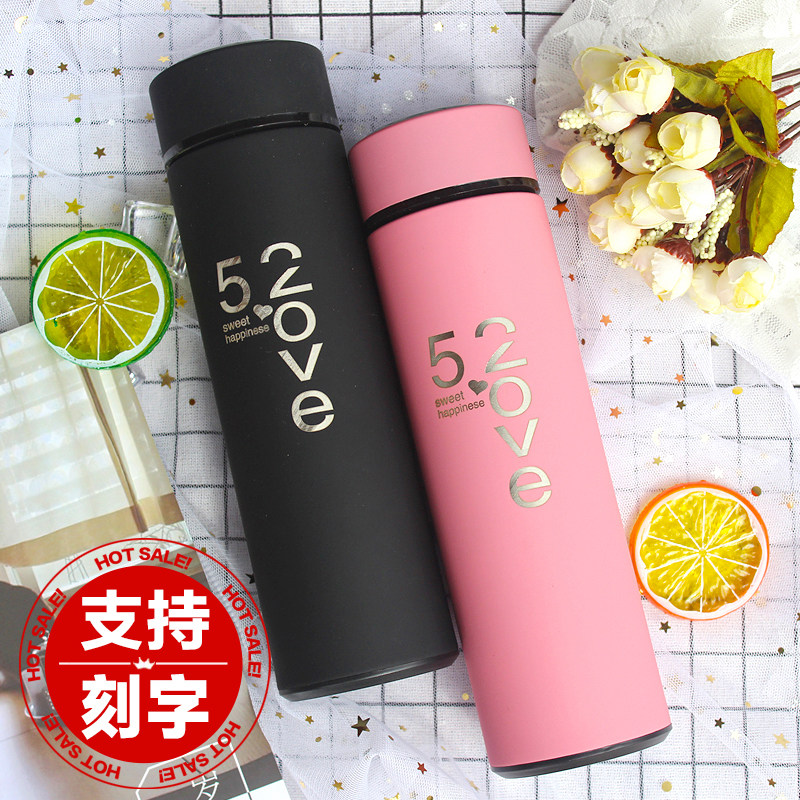 情侣款保温杯一对个性创意定制水杯高档可爱水杯可以免费刻字杯子