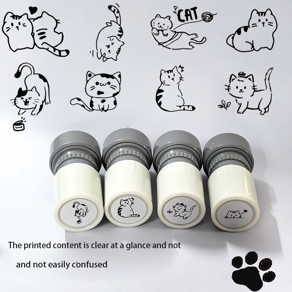 可爱卡通小猫咪老师奖励印章教师用鼓励儿童黑猫图章动物盖印 送印油