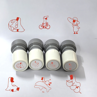 大白鹅图案印章 趣味卡通可爱邮票 红色墨水教师用奖励创意装饰手帐印章 办公与学校用品