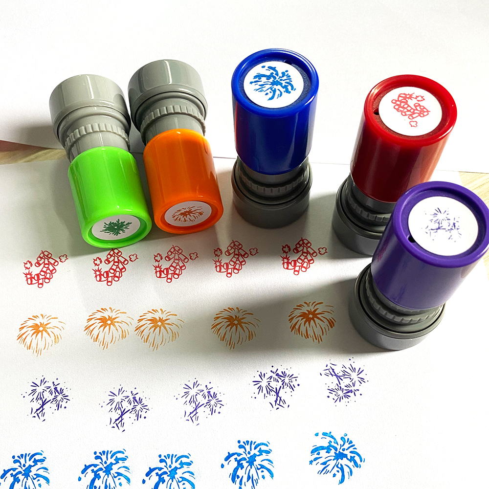 烟花爆竹手帐DIY彩色印章可爱新年送同学朋友礼物套装光敏印章