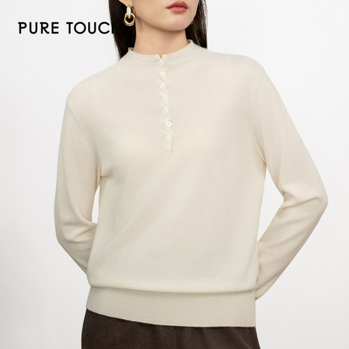 PURETOUCH半高领半开襟毛衣