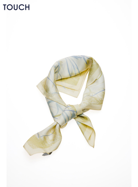 PURE TOUCH26春夏新款真丝方巾植物印花18姆米斜纹绸丝巾65*65CM