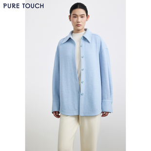 早春短毛呢外套宽松落肩翻领短大衣夹克 TOUCH女装 商场同款 PURE