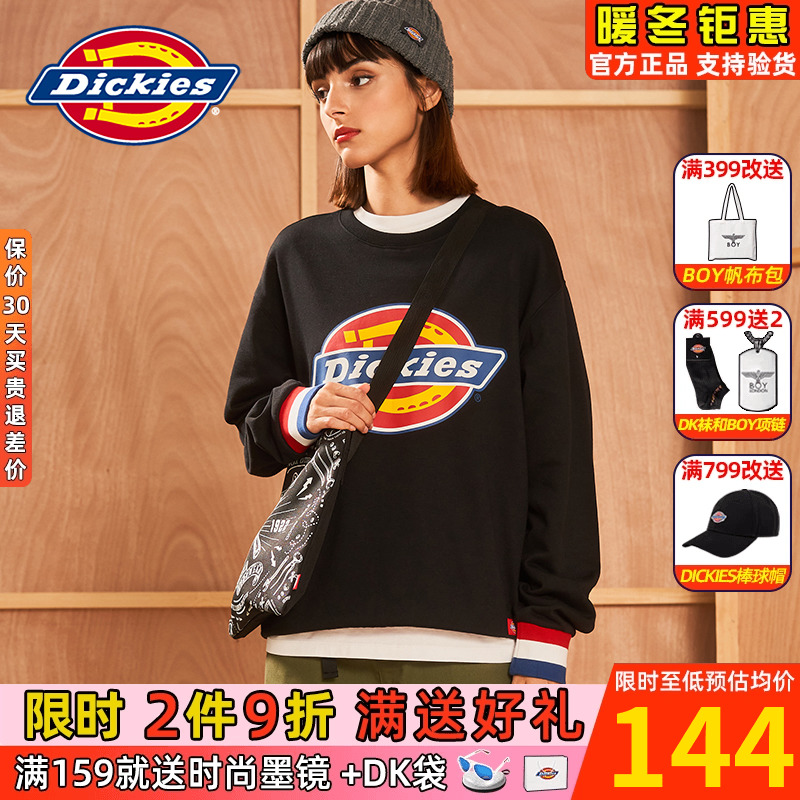 Dickies圆领卫衣抓绒情侣款印花帝客潮牌23新品宽松休闲上衣9587