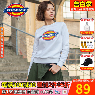 商场同款 Dickies卫衣女logo印花圆领毛圈布套头上衣DK006726